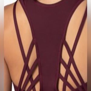 Girls FlexTex Smooth Burgundy Strappy Racerback Crop Top